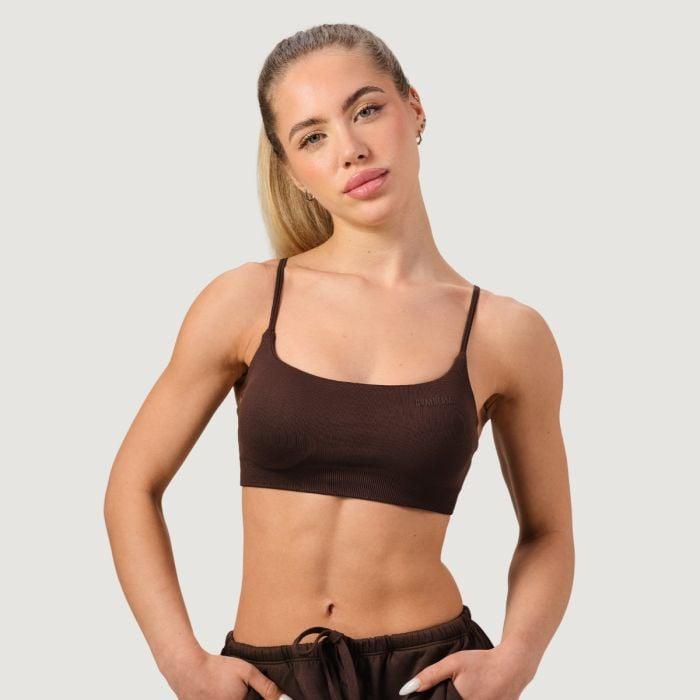 GymBeam Bezešvá sportovní podprsenka NEO Mocha GymBeam