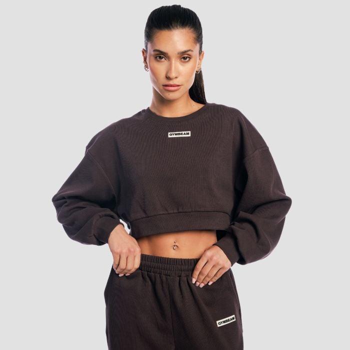 GymBeam Dámská mikina Cropped Aura Tee Brown GymBeam