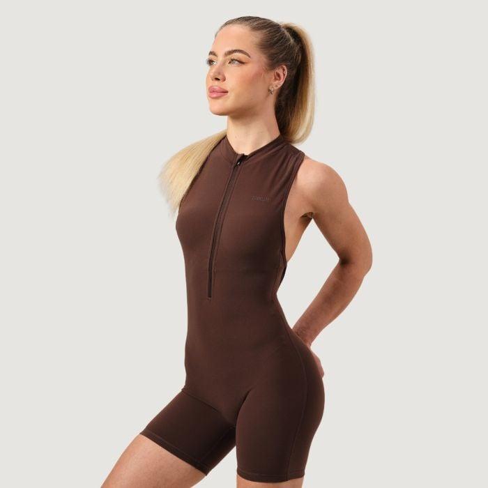 GymBeam Dámský overal Zip-Up NEO Mocha GymBeam