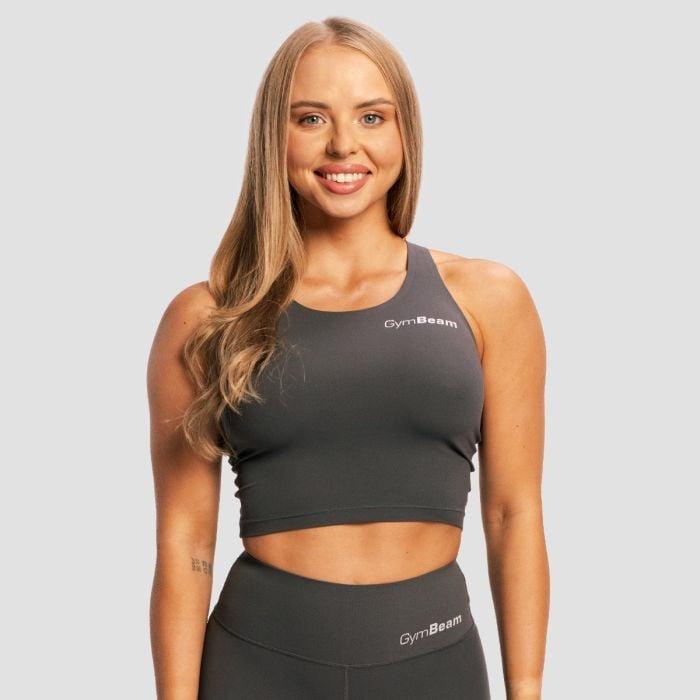 GymBeam Dámský sportovní top BEAT Charcoal GymBeam