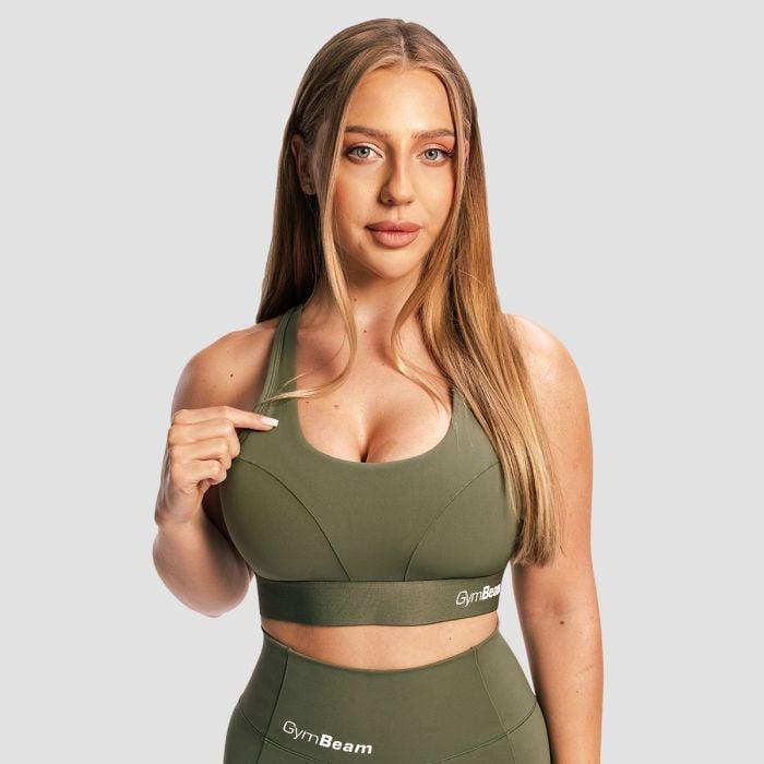 GymBeam Sportovní podprsenka Combat Olive Grey GymBeam