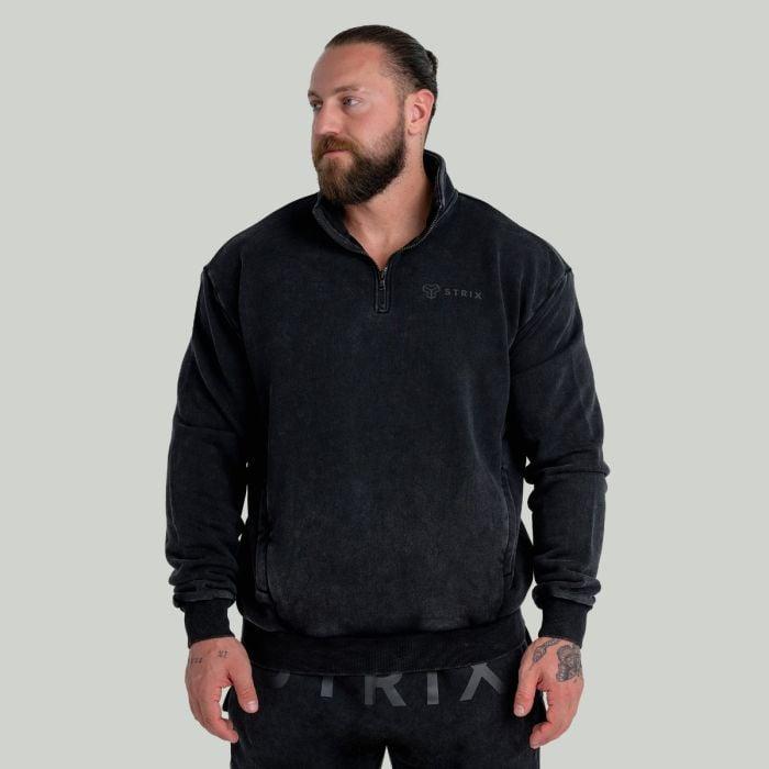 GymBeam STRIX Mikina Washed Washed Black GymBeam