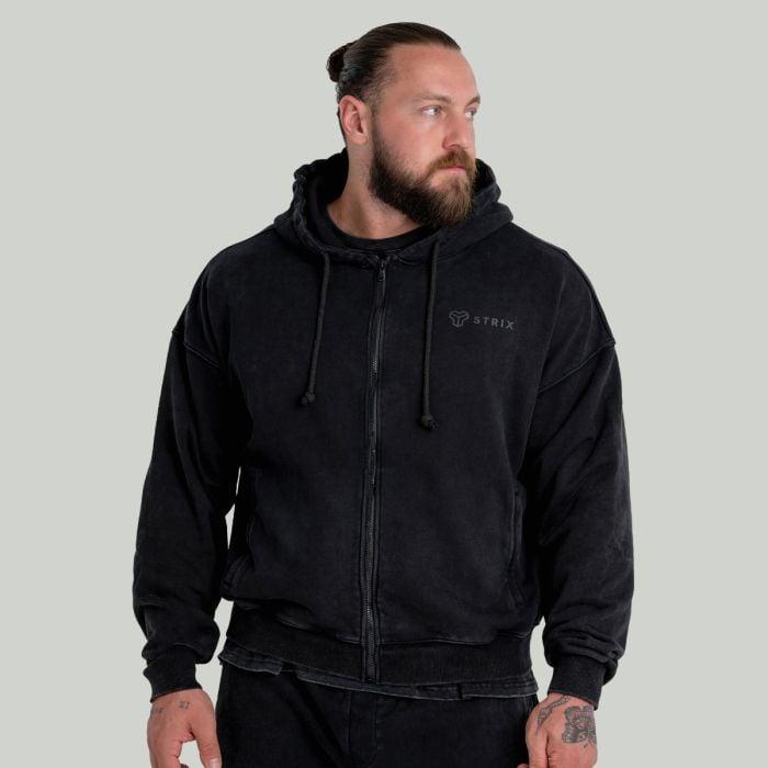 GymBeam STRIX Mikina Zip Washed Black GymBeam