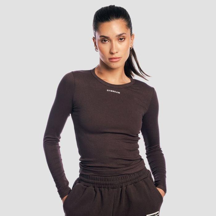 GymBeam Dámské tričko s dlouhým rukávem Aura Tee Brown GymBeam