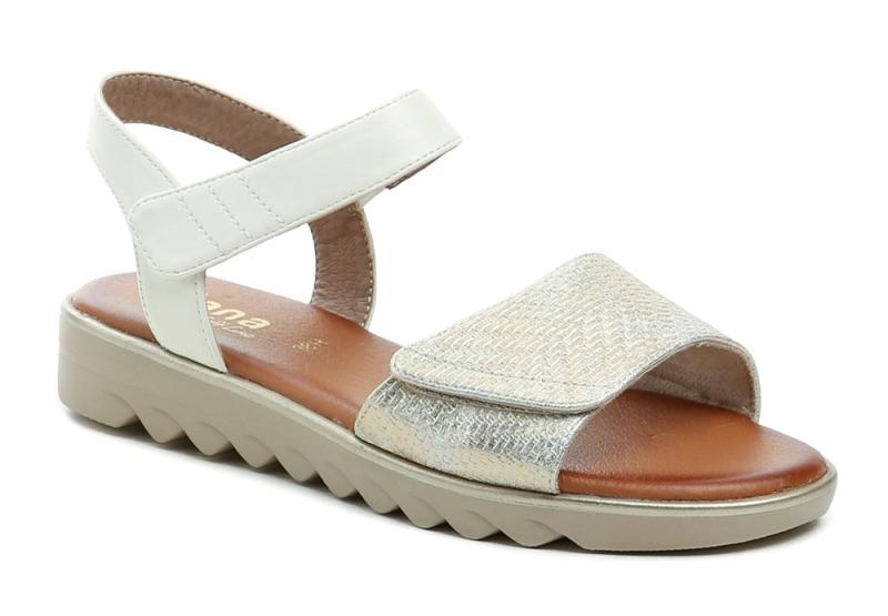 Jana 8-28265-42 bílo zlaté dámské sandály šíře H Jana