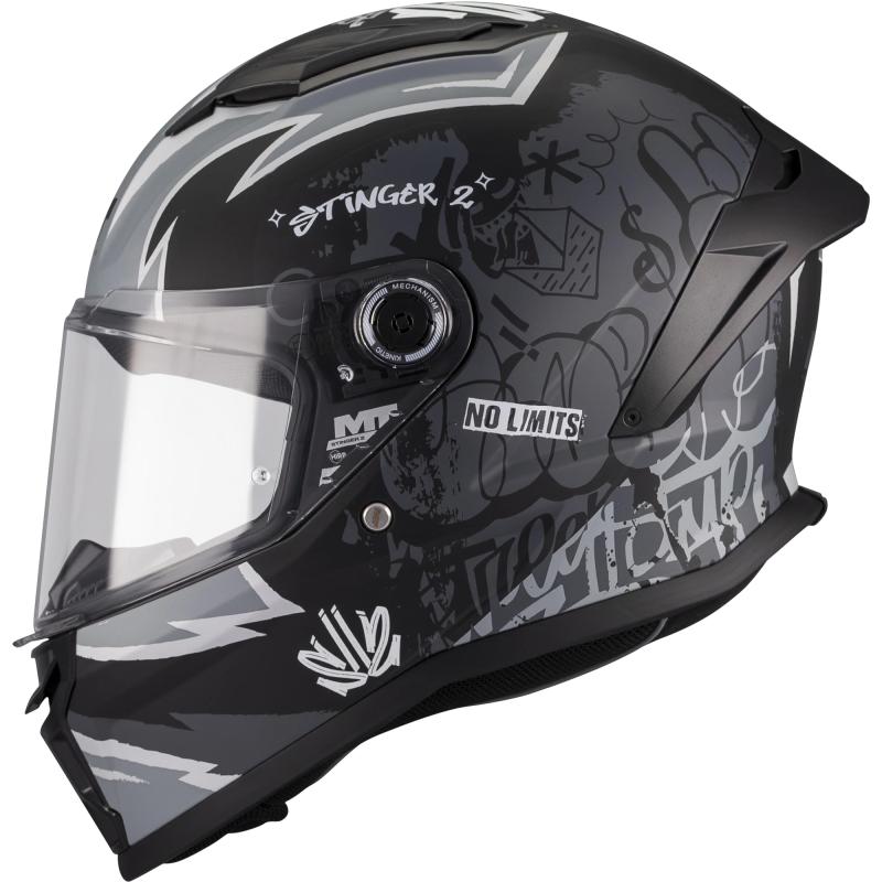 MT Helmets Dětská integrální helma na motorku Stinger 2 Tagger B2 matná černo-šedá Mt Helmets