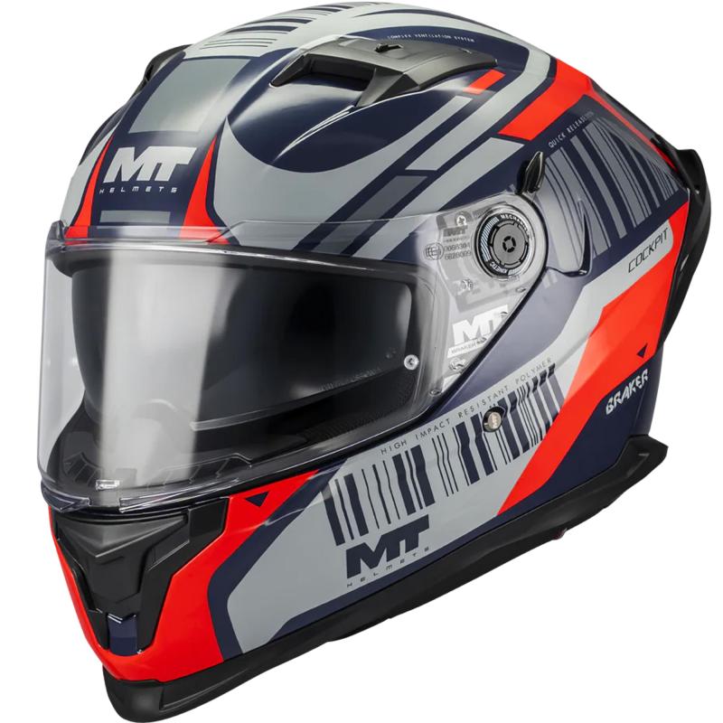 MT Helmets Braker SV Cockpit B5 modro-šedo-červená Mt Helmets