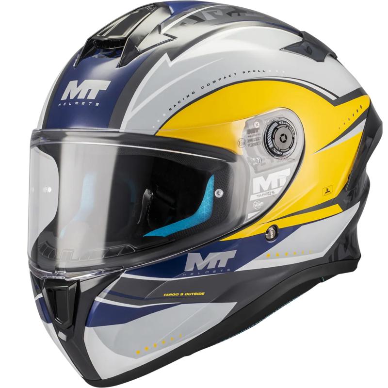 MT Helmets Targo S Outside C3 šedo-žluto-modrá Mt Helmets