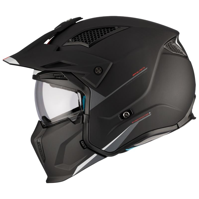 MT Helmets Streetfighter SV S Solid A1 černá matná s iridiovou clonou - otevřená přilba s maskou Mt Helmets
