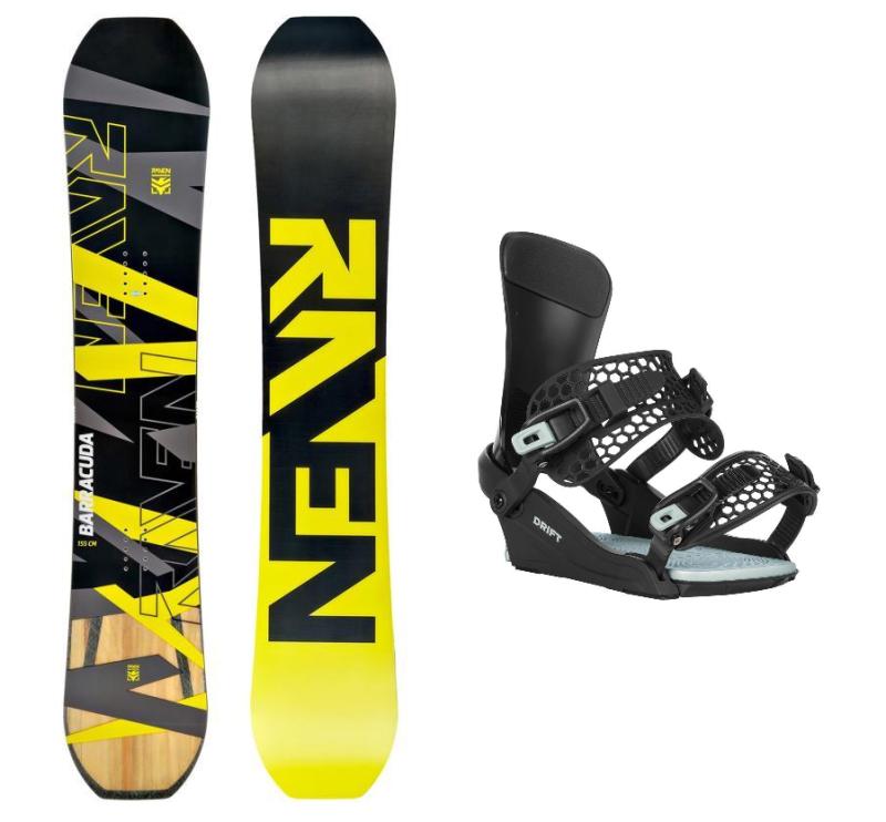 Raven Barracuda Carbon Lime pánský snowboard + Gravity Drift black/sage vázání Raven