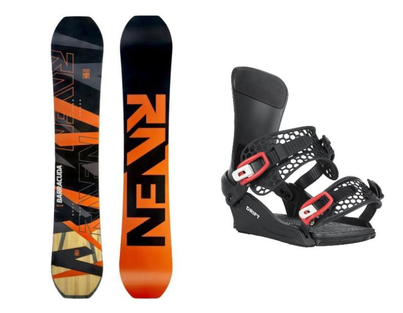 Raven Barracuda Carbon Orange snowboard + Gravity Drift black/red snowboardové vázání Raven