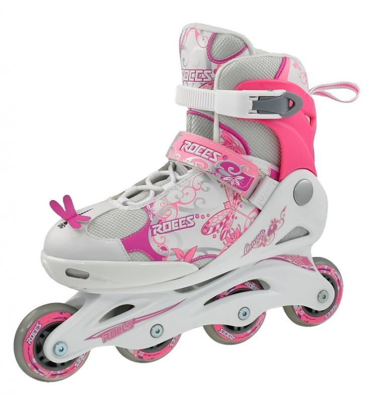 ROCES Compy 6.0 Girl bílo-růžové kolečkové brusle Roces