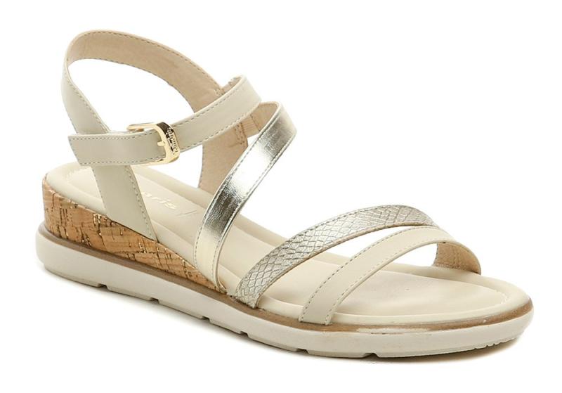 Tamaris 1-28713-46 béžové dámské sandály na klínku Tamaris